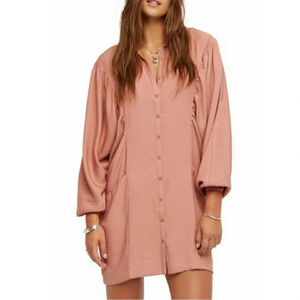 Free People Pink Button Down Pleated Mini Dress Size XS